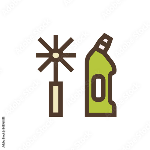 Vector color icon with brush and cleaner