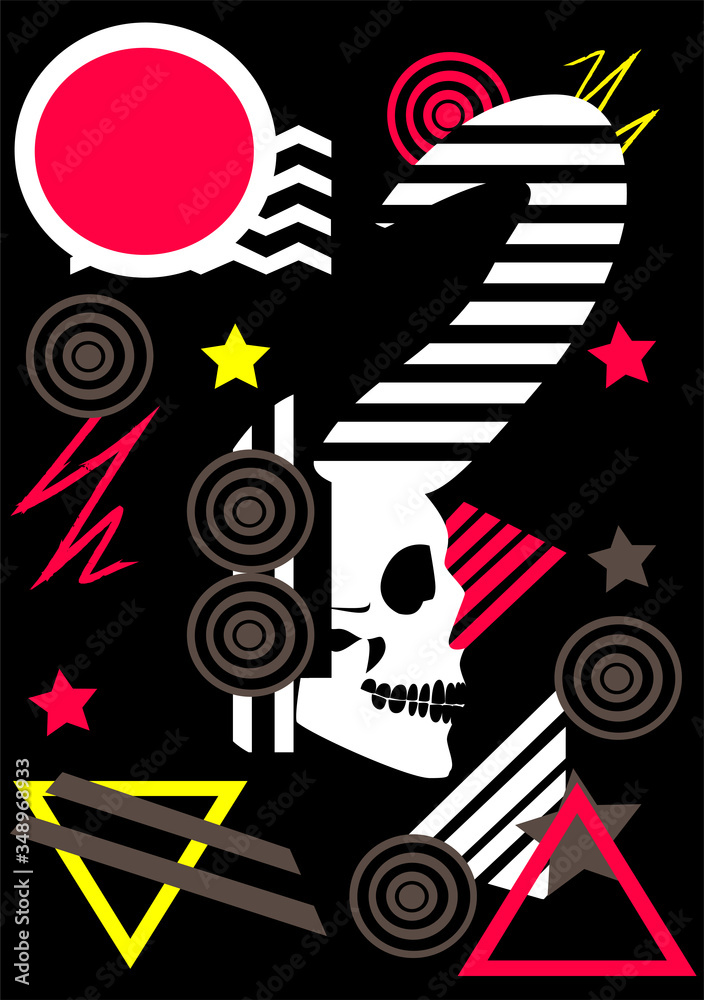 Fototapeta premium Robot skull in the space, on the moonlight. Abstract background.