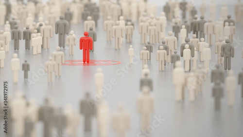 Wallpaper Mural Infected person amid a large crowd in a public space. Digital 3D render concept. Torontodigital.ca