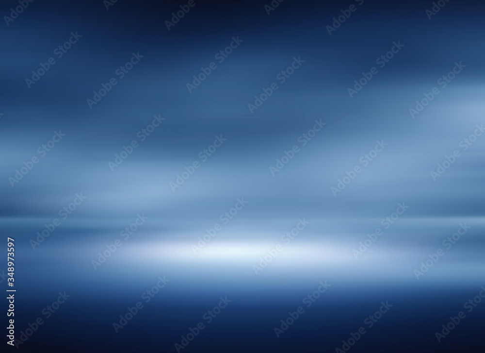 Blue dark rays light gradient empty studio room backdrop wallpaper abstract background blurred. use for showcase or product your. copy space for text