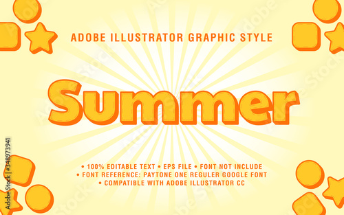Summer Text Effect Graphic Style Vector