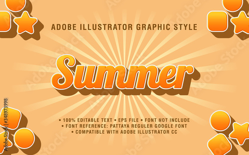 Summer Text Effect Graphic Style Vector