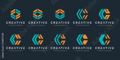 Set of creative letter c logo design template. icons for business of luxury, elegant, simple.
