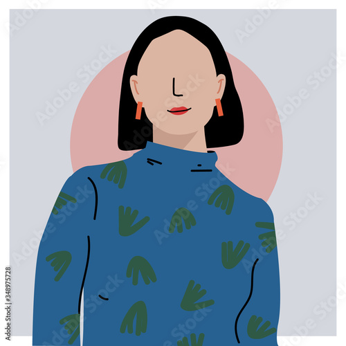 Simple portrait of woman in vector