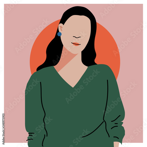 Simple portrait of woman in vector