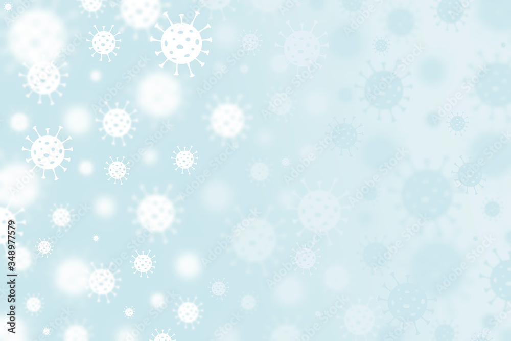Background with the design of a virus spreading over a blue gradient. Concepts, medical genetics, microorganisms Background with the design of a virus spreading over a blue gradient. Concepts, medical genetics, microorganisms