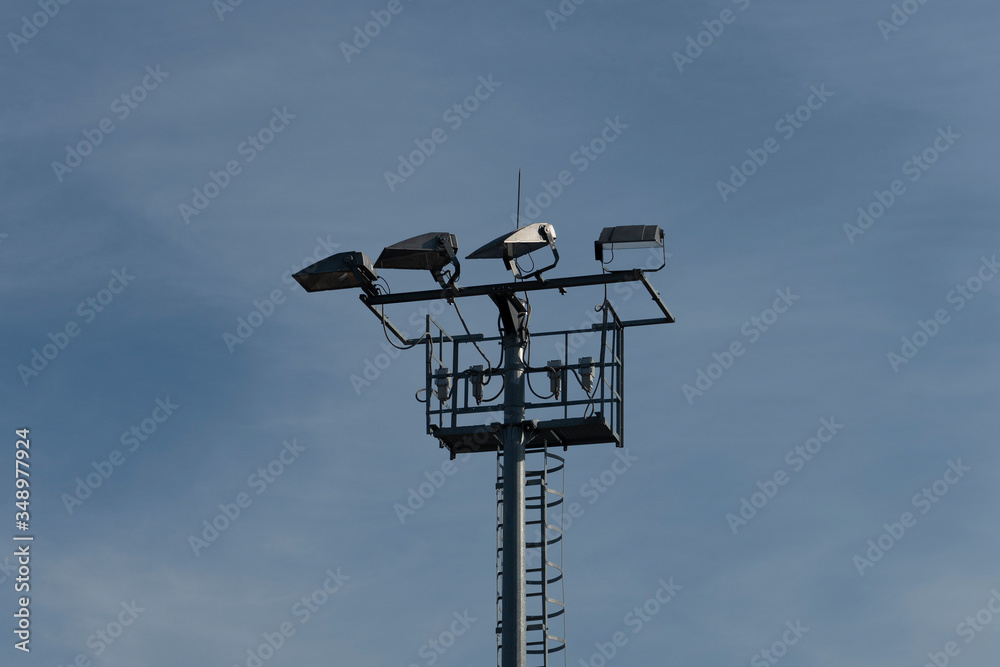 Specialized pole for lighting the ski slopes. Specialized pole for lighting the ski slopes.