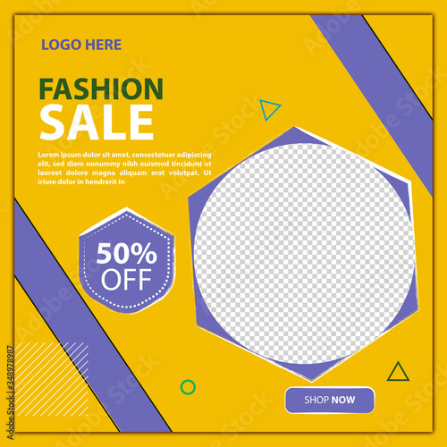 Fashion sale banner or square flyer for social media post template 