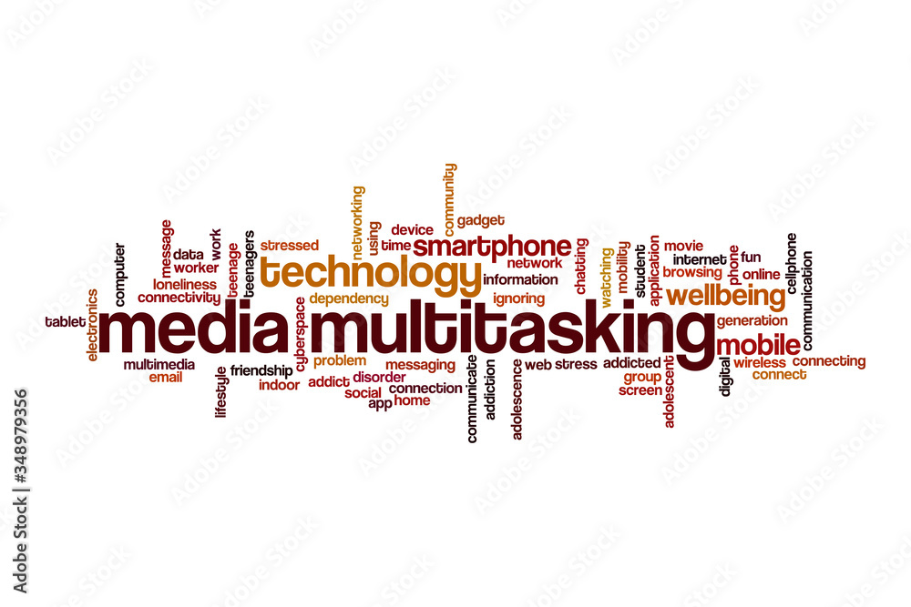 Media multitasking cloud concept Media multitasking cloud concept
