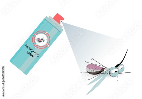 Spray kills the mosquito. Pest control. Means against parasites.Vector illustration. photo