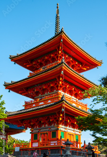 Kyoto, Japan - 04 May, 2019. The Kiyomizu-dera Shrine is a hugely popular location in Kyoto. National and international tourists flock here all year long.