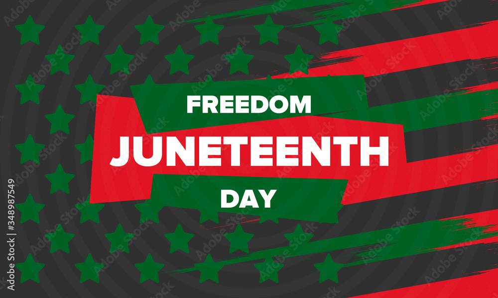 Obraz premium Juneteenth Independence Day. Freedom or Emancipation day. Annual american holiday, celebrated in June 19. African-American history and heritage. Poster, greeting card, banner and background. Vector
