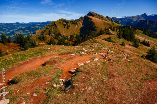 On mountain ridgeway to Winterstaude hill, Austria. photo