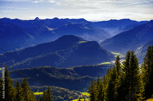 Blue mountain peaks, Bregenzerwald, Austria.