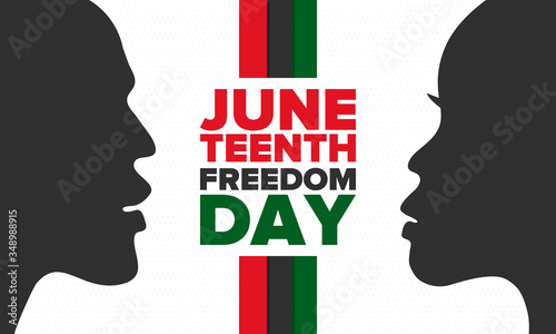 Juneteenth Independence Day. Freedom or Emancipation day. Annual american holiday, celebrated in June 19. African-American history and heritage. Poster, greeting card, banner and background. Vector