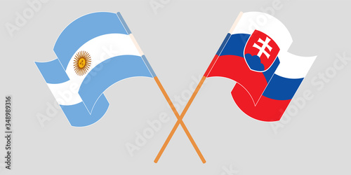 Photography Crossed and waving flags of Slovakia and Argentina