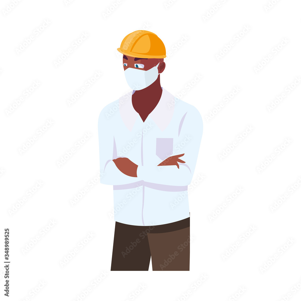 Industry operator wearing face mask at work Industry operator wearing face mask at work