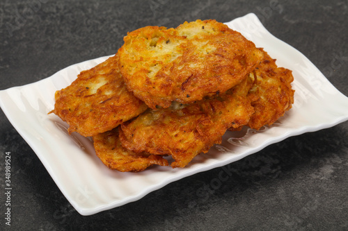 Roasted potato pancakes in the bowl