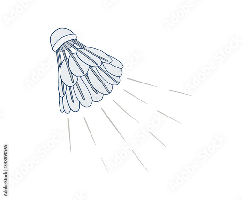 Badminton shuttlecock. Shuttlecock icon in flat cartoon style. Sports accessories. Badminton game equipment. Vector illustration isolated on white background