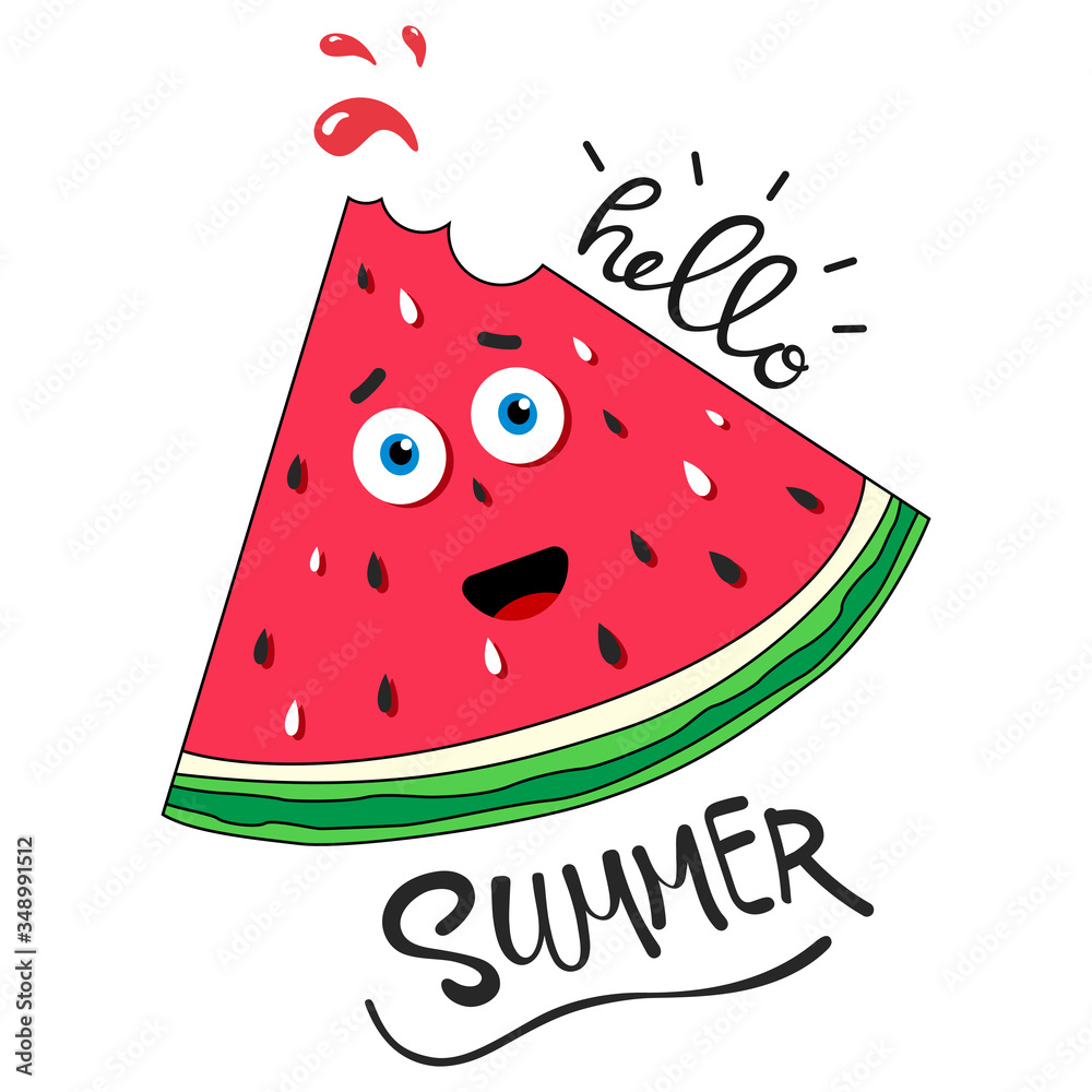 Hello summer lettering with watermelon Hello summer lettering with watermelon