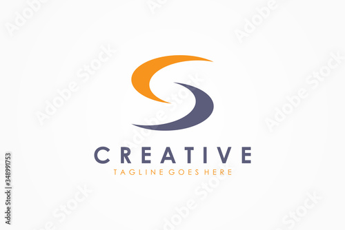 Abstract Initial Letter S Logo. Yellow Grey Circular Wave Style isolated on White Background. Usable for Business and Technology Logos. Flat Vector Logo Design Template Element.