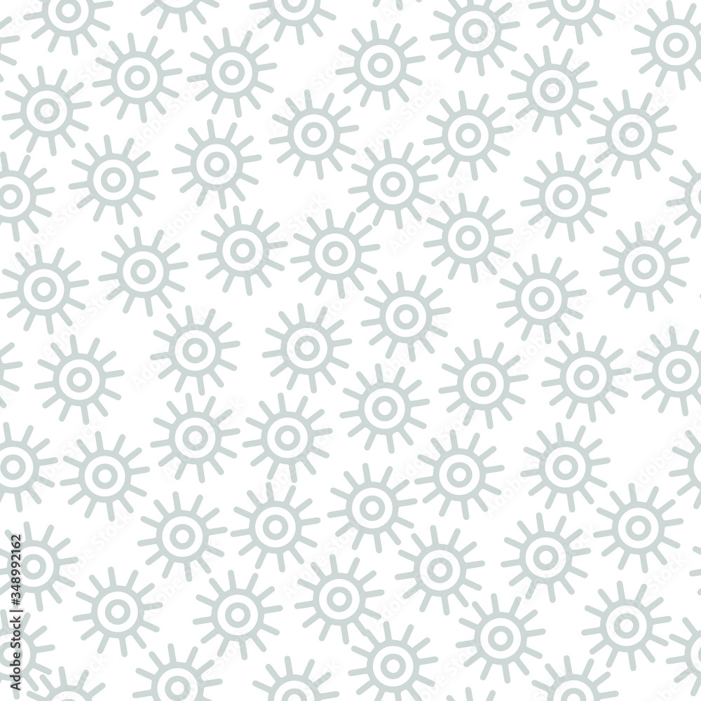 Vector coronavirus logo or COVID-19 seamless repeating pattern background. Background illustration of Corona disease outbreak situation concept. Covid print wallpaper ornament.
