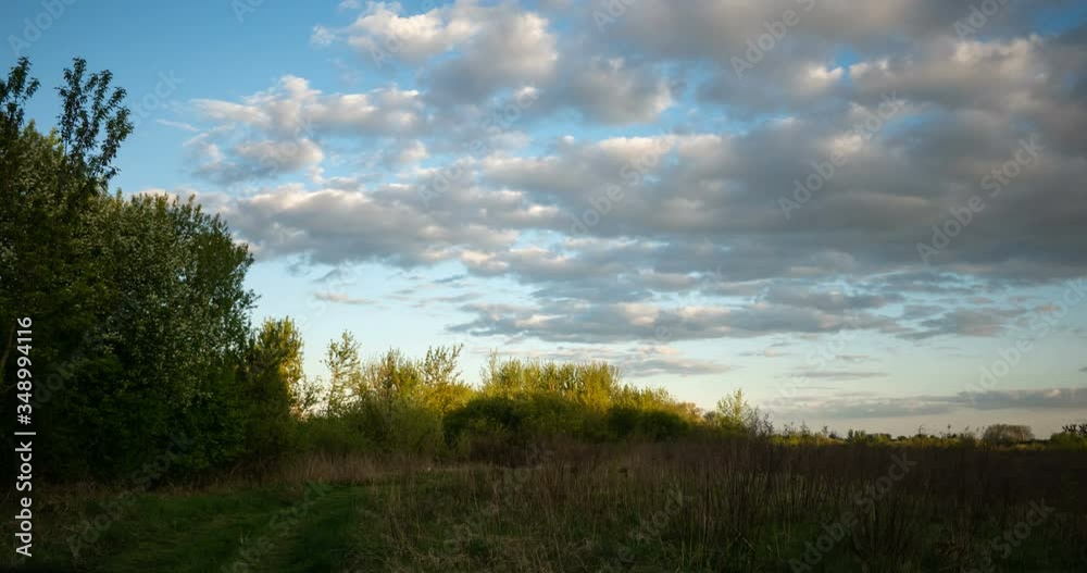 Time lapse. Сlouds. Grass field, green spring landscape Time lapse. Сlouds. Grass field, green spring landscape