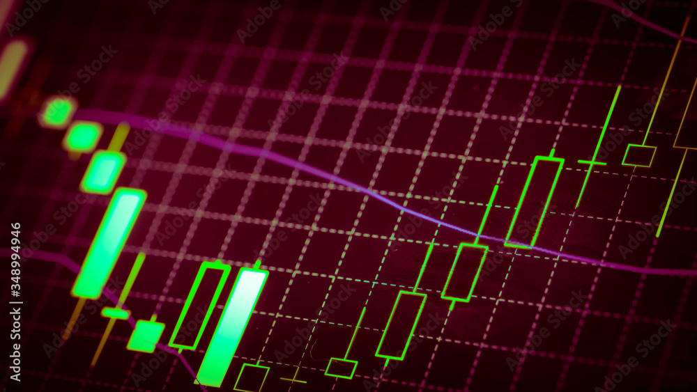 Fototapeta premium Candlestick chart Down trend of trading graph in graphic concept suitable for financial investment or Economic trends business idea and all art work design. Abstract finance background