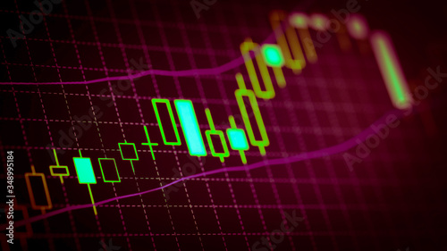 Candlestick chart Down trend of trading graph in graphic concept suitable for financial investment or Economic trends business idea and all art work design. Abstract finance background