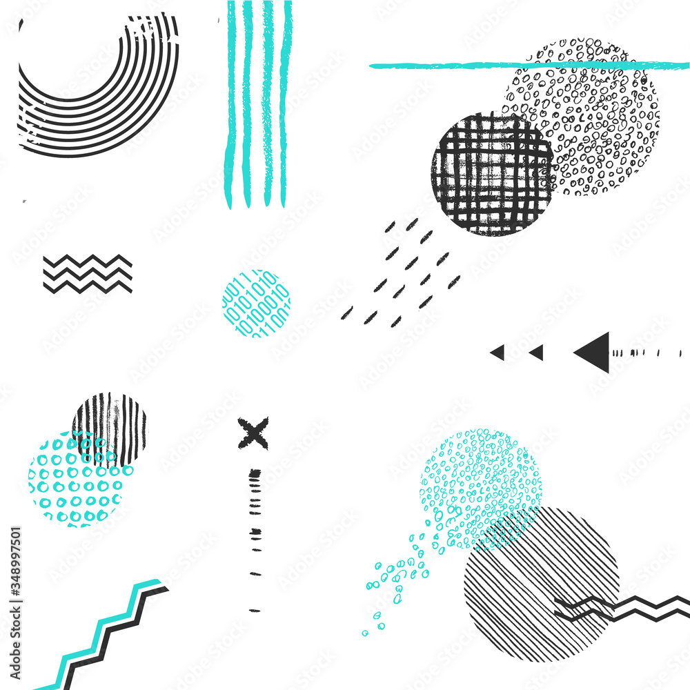 Beautiful vector black white background. Gand Drawn sketch Lines, dots, textures.