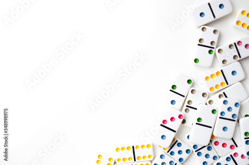 Fotografie Board game dominoes, children's game, on a white background, isolate