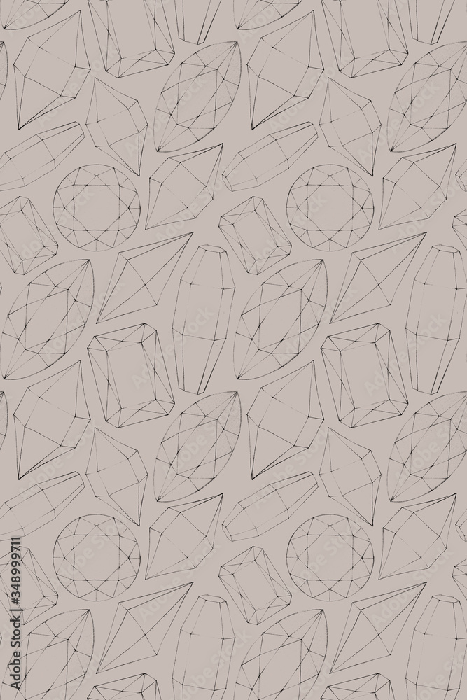 Pattern with precious stones. Crystalline pattern. Seamless diamonds pattern, luxury theme background. Minimalistic background design. The pattern can be used for printing on paper or fabric. Pattern with precious stones. Crystalline pattern. Seamless diamonds pattern, luxury theme background. Minimalistic background design. The pattern can be used for printing on paper or fabric.