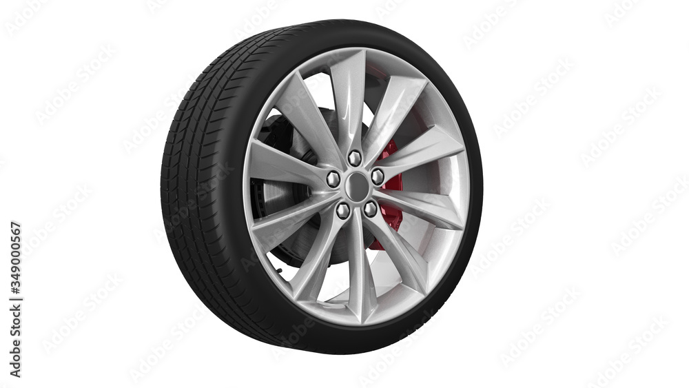 Wheel tyre disk protect car. 3D rendering Wheel tyre disk protect car. 3D rendering