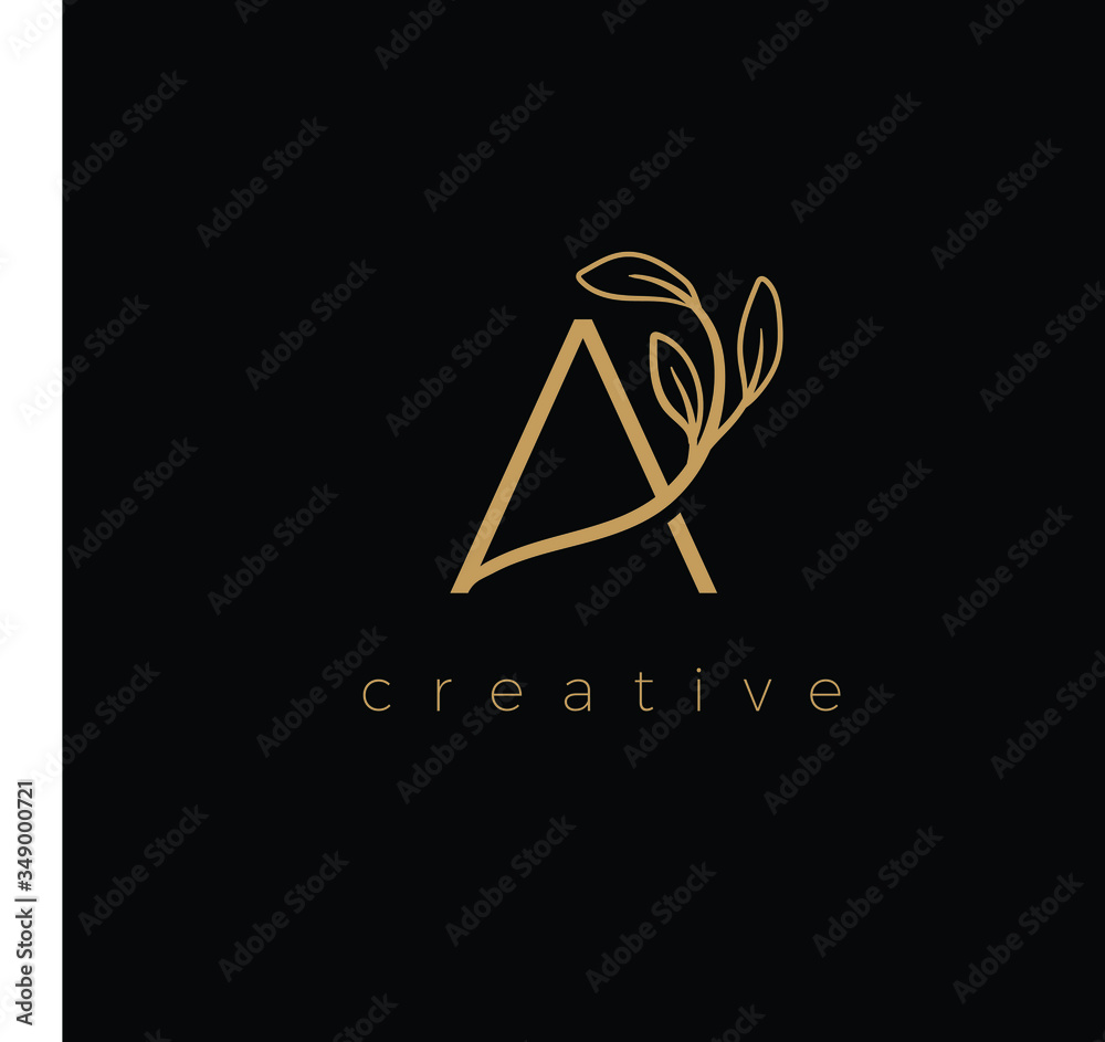 A LETTER LOGO LUXURY WITH DRAWING LEAF A LETTER LOGO LUXURY WITH DRAWING LEAF