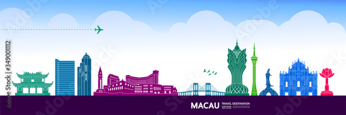 Macau travel destination grand vector illustration.  photo