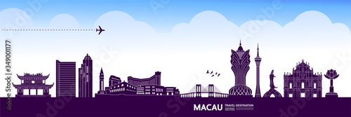 Macau travel destination grand vector illustration. 