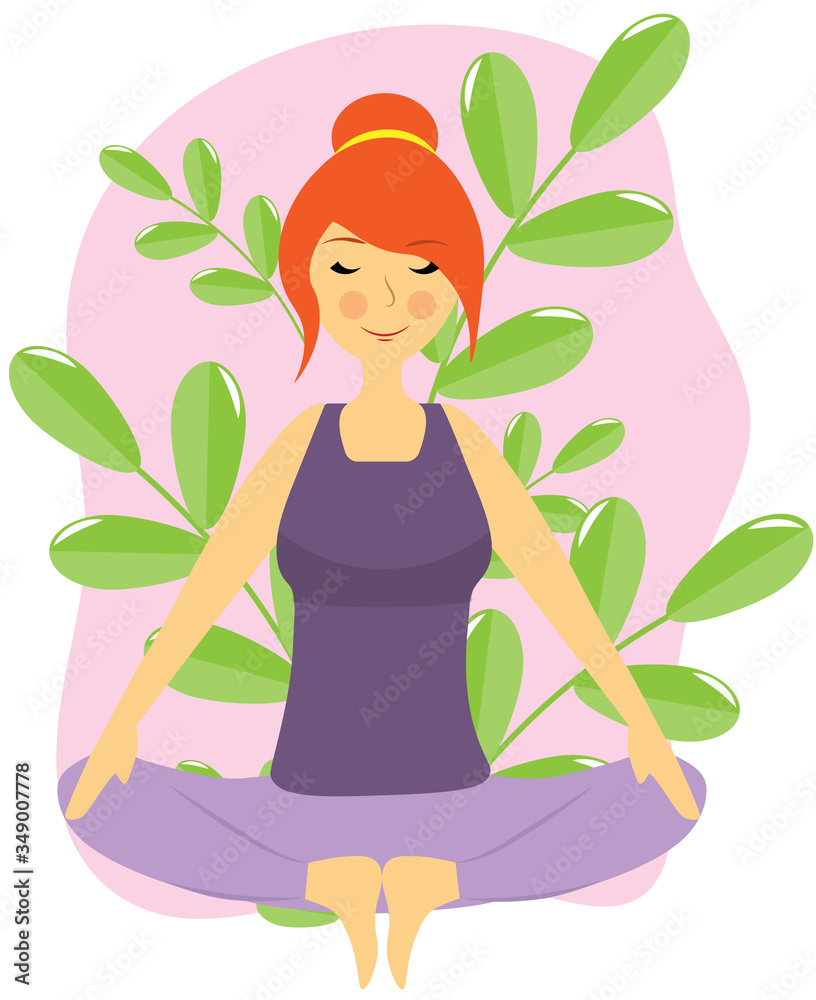 redhead girl in yoga position redhead girl in yoga position