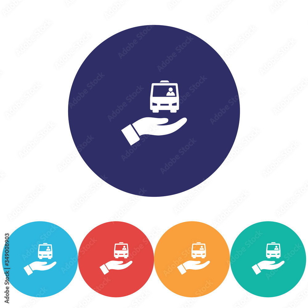 Bus in the hand icon , lorem ipsum Flat design Bus in the hand icon , lorem ipsum Flat design