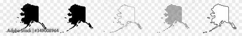 Alaska Map Black | State Border | United States | US America | Transparent Isolated | Variations