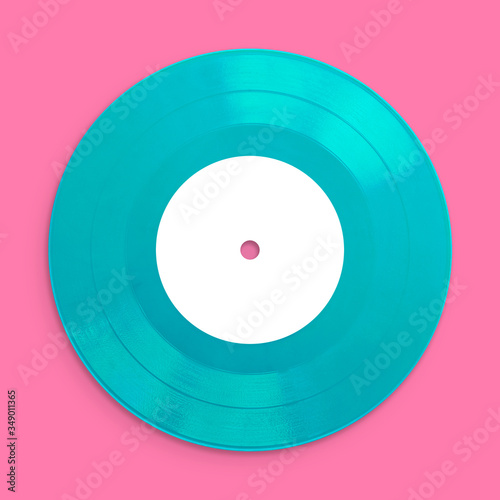 Vinyl Record Music, close up, blank for customisation of label, isolated and presented in punchy pastel colors, for nostalgic retro creative design
