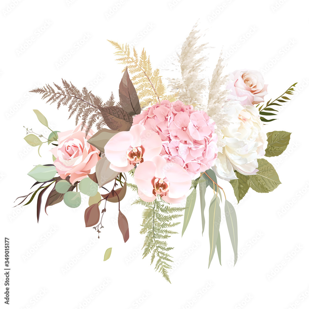 Fototapeta Luxurious beige trendy vector design floral bouquet