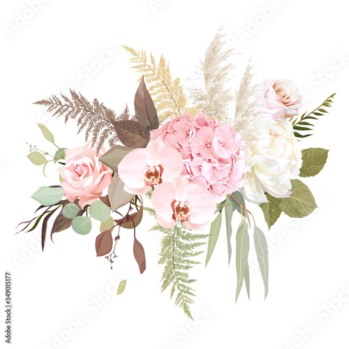 Luxurious beige trendy vector design floral bouquet