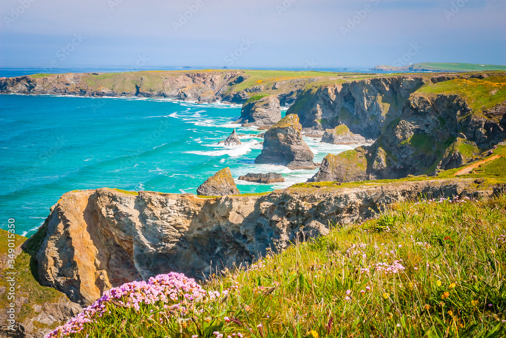 Fototapeta premium Famous Bedruthan’s steps in Cornwall, UK