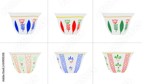 Set of Lebanese Arabic Turkish Coffee Set - Vector Illustration Icon Isolated