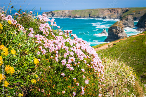 Famous Bedruthan’s steps in Cornwall, UK photo