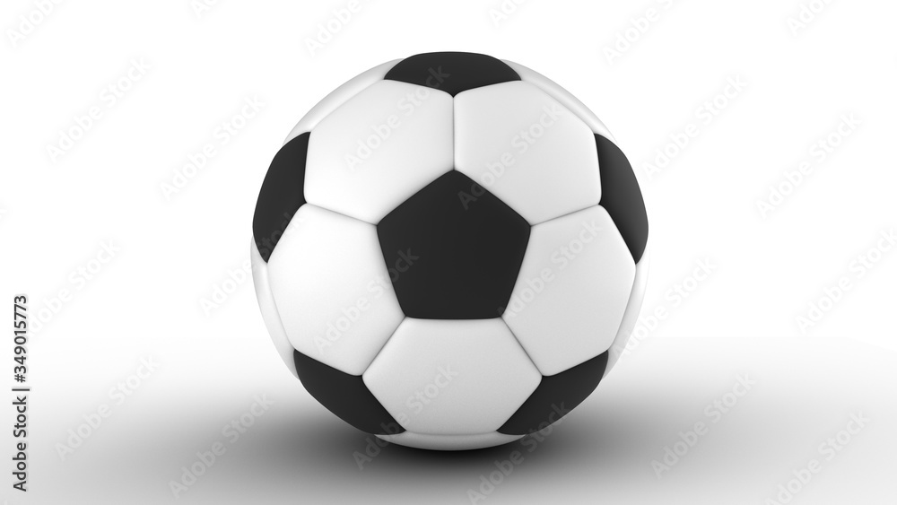Classical soccer ball isolaed on white background. 3D-rendering.