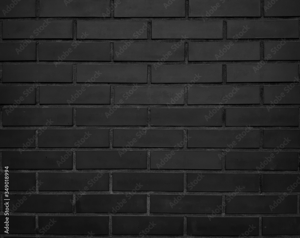 Background, texture gray, black brick wall. Dark brick wall for wallpaper - obrazy, fototapety, plakaty 