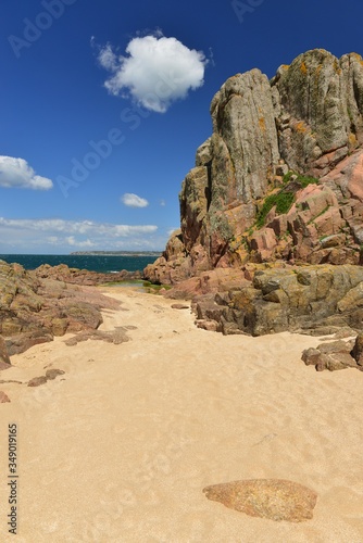 Corbiere beach, Jersey, U.K. Beautiful natural coastline in the Summer.