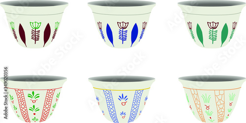 3D Lebanese, Turkish Coffee Cup Set - Illustration Icon Isolated