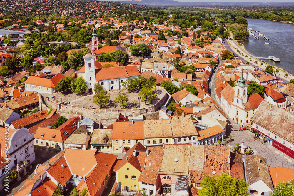 Naklejka premium Szentendre city from the air - Hungary